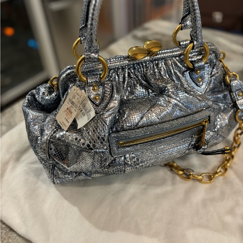 Nwt Extremely Rare Marc Jacobs Python Silver Stam… - image 1